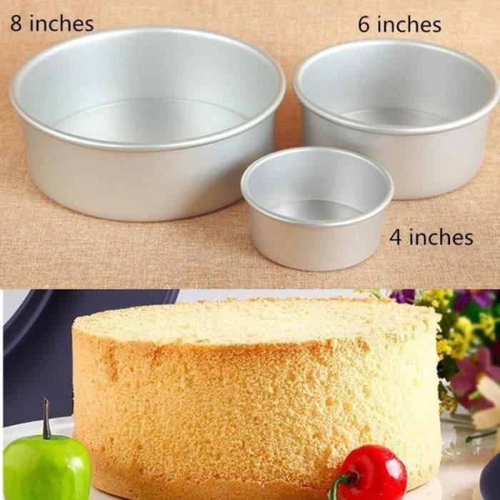 Lsport17791-3 PCS Moules Gâteaux Rond Cake Pan Professionnel en Alliage d'aluminium pour Mariage Party, 4 Pouces + 6 Pouces + 8 Po