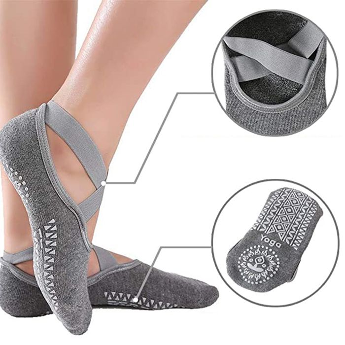 Meilleurs prix pour 4 Paires Chaussettes Pilates Antidérapantes Femme, Chaussette Yoga Femme en Coton pour Barre Ballet Danse Fitness,Taille Unique