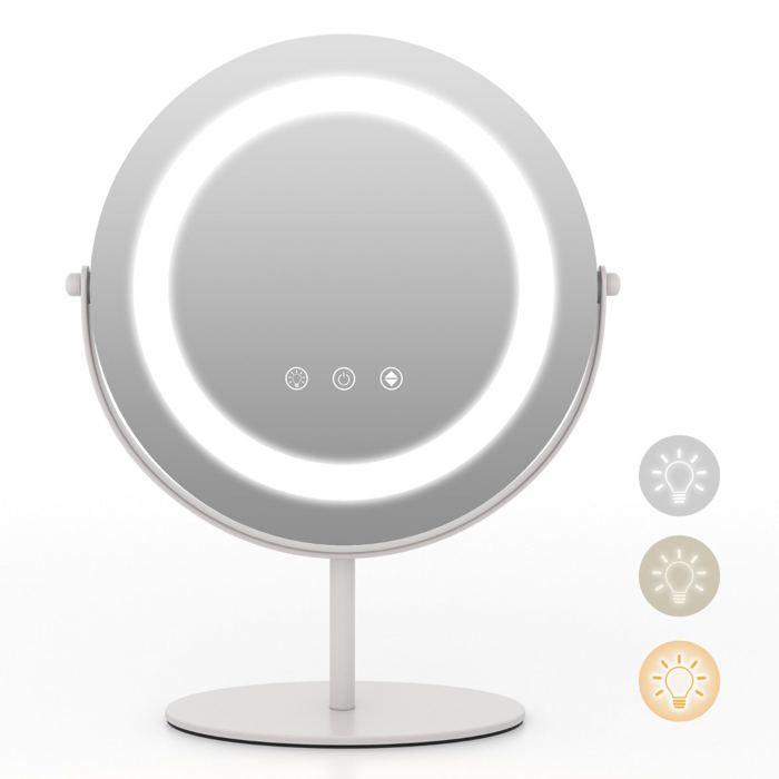 Miroir De Maquillage Avec Éclairage Annulaire Coiffeuse À LED Miroir À