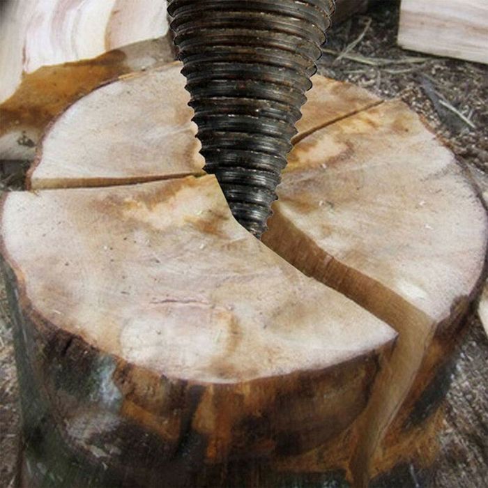 Fendeur à Bûches Conique 32mm + 42mm Avec 6 Poignées - Foret à Bois Pour Perceuse, Fendage Rapide