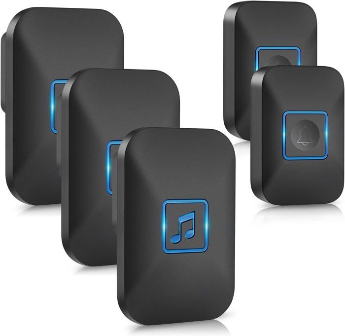 SECRUI Sonnette sans fil avec 2 boutons, installation facile, kit de