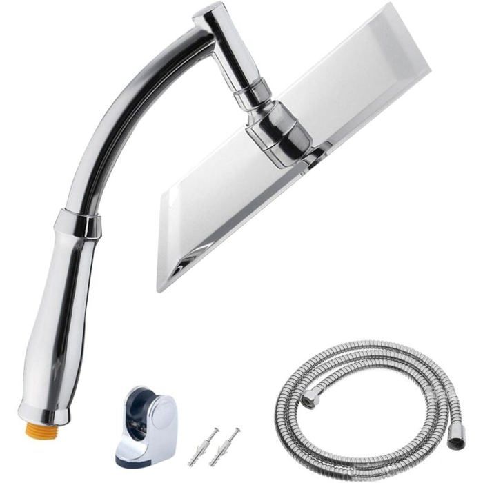 Pommeau de douche - LARGEIGHT - Douchette pluie carrée 20 cm - Haute pression - Économie deau - Inox