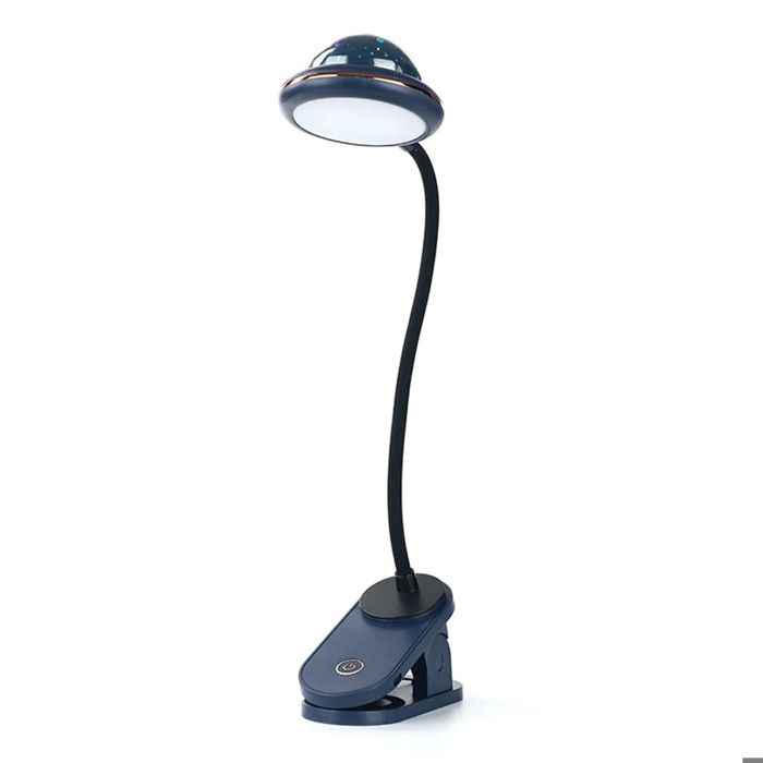 Lampe de lecture à pince - LED - Rechargeable USB - Projection détoiles - Veilleuse - Design contemporain