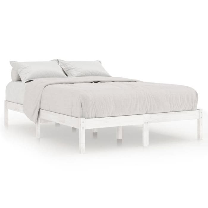 SALE 2025Cadre de lit - 2 places - blanc bois massif 140x190 cm - Charge : 280 kg - CHILL94528