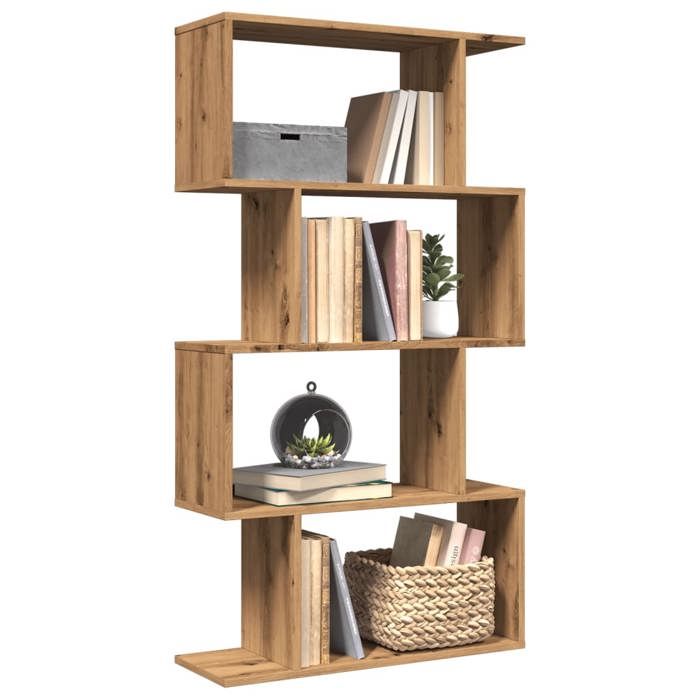 SALE 2025Bibliothèque Moderne - Meuble Étagère séparatrice de pièce à 4 niveaux chêne artisanal1641 Kg 6251