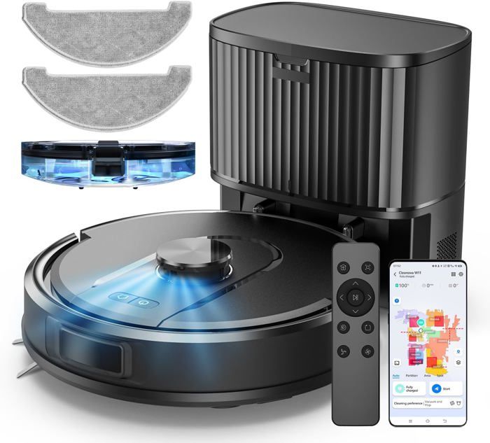 Robot Aspirateur Laveur - SUTEO - Cleanova W11 - 5000Pa - Vidange Automatique - Navi ion Lidar - Suteo