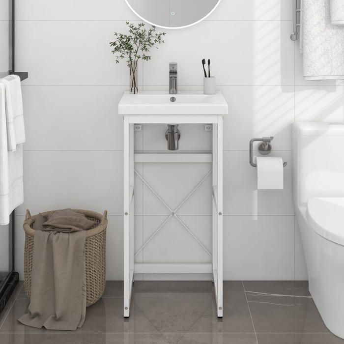 Meilleures Meuble de rangement Classique Cadre de lavabo de salle de bain Blanc 40x38x83cm Fer SSD5663782