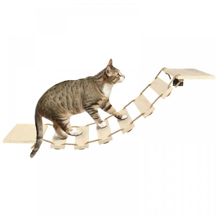 JEOBEST Pont pour Chat Mur descalade avec Support Mural Pont Mural en Bois pour Chat pour le Repos du Chat