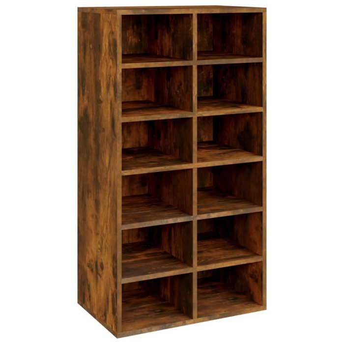 Bonne qualité - Étagère à chaussures - BONNIE - Commode à chaussures Chêne fumé 54x34x1005cm - Meuble dentrée Coffre Rangement