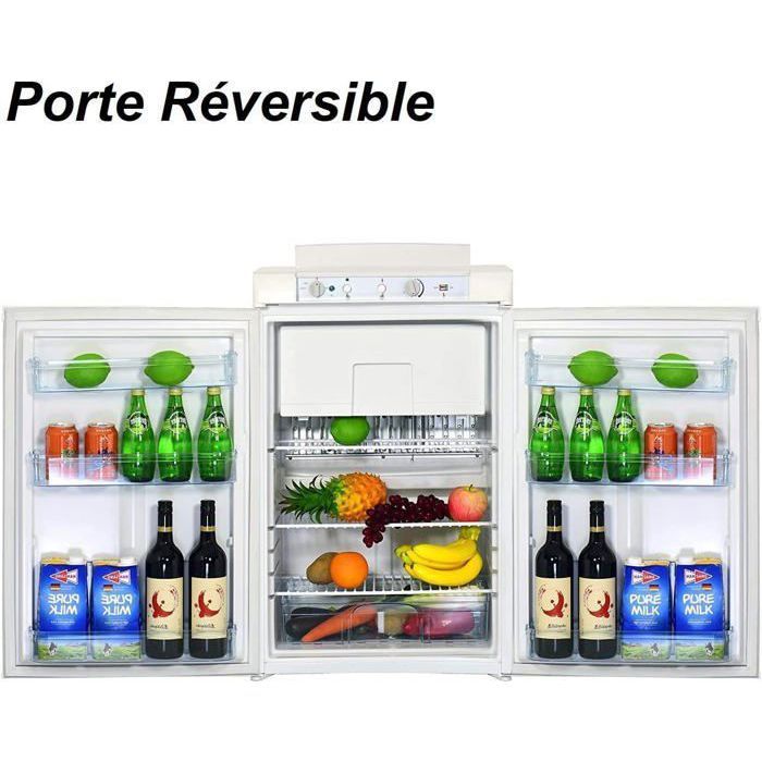Réfrigérateur à gaz 100L 12V / 220V / Gaz - avec congélateur - Camping Maison - Blanc