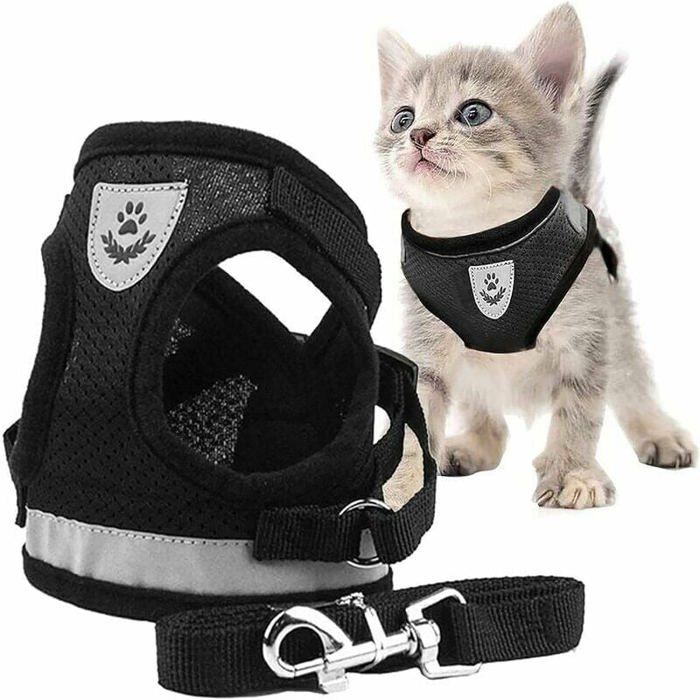 Harnais pour Chat - PZCC - Gilet Réfléchissant - Ajustable - Taille S/M - Léger 80g