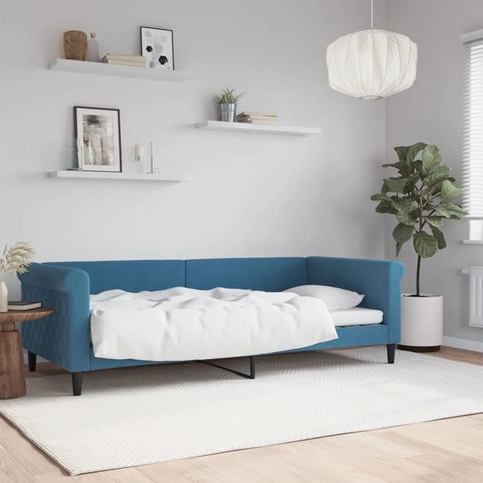 Lit journée/Lit de repos/1 place - Intemporel - bleu 90x200 cm veloursCdiscount2025 FAFA 4110403