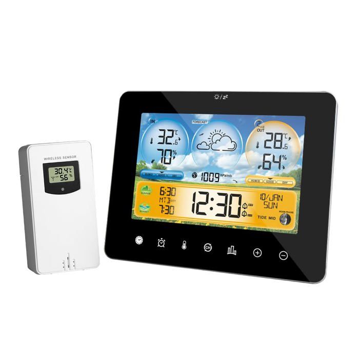 LIORQUE Station Météo Intérieur Extérieur Sans Fil - Thermomètre Hygromètre + Capteur 100m, Prévisions LCD