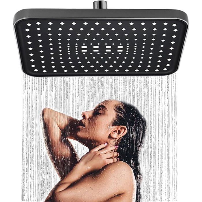 Grande Pomme de Douche Carrée 30CM Grand Pommeau de Douche Fixes Tete de Douche Pluie Exterieur Haute Pression Label