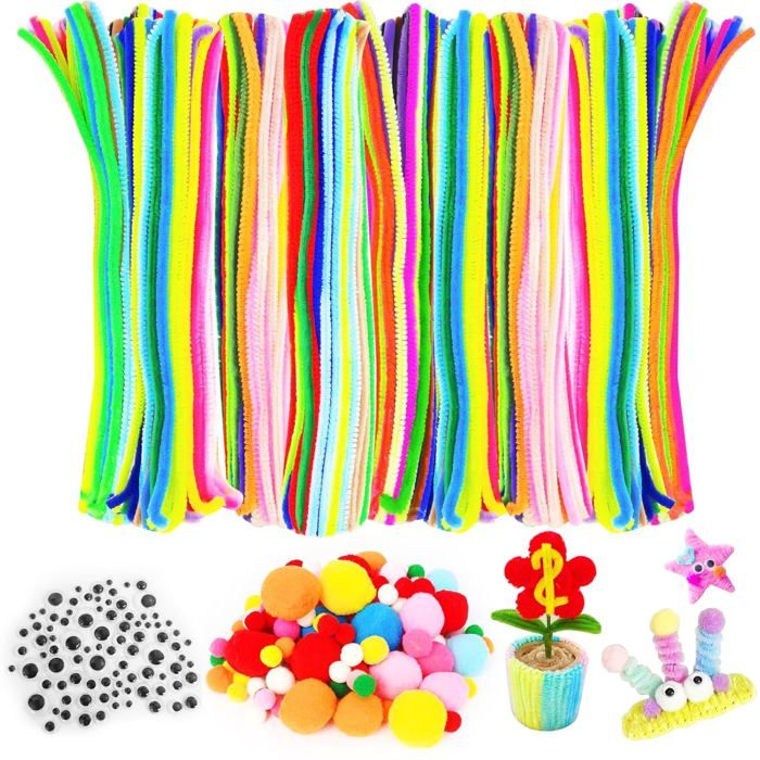 Lot De 200 Fils Chenille Multicolores - Cure-pipes 30 Cm, Souples, Pour Bricolage, Déco, Noël, Créations Enfants
