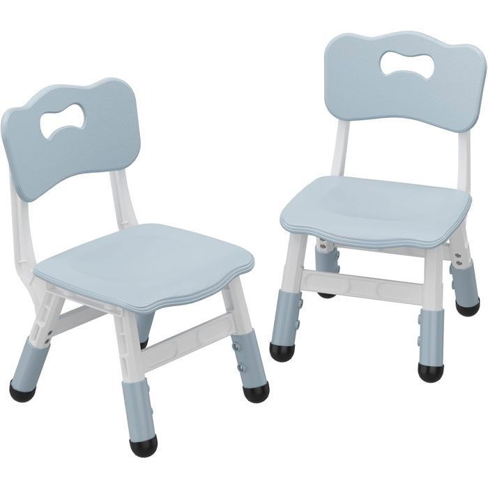 Set de 2 Chaises pour Enfants-HOERFURIY -Chaise à Hauteur Adjustable en 3 Niveaux en Plastique pour Enfants de 2 à 6 Ans BLUE