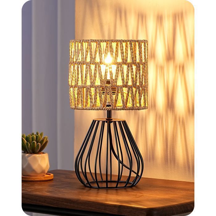 EDISHINE Lampe de Chevet Vintage Base Cage en Fer E14 LED Ampoule Incluse Lumière de 2700K Chaud pour Chambre Salon Bureau