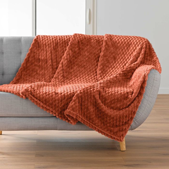 Plaid 125 x 150 cm flanelle relief Mini Frosty - Terracotta Plaid 125 x 150 cm flanelle relief Mini Frosty - Terracotta
