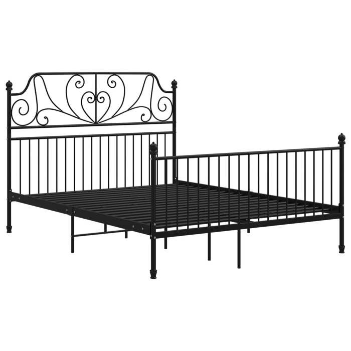 HSF®Cadre de lit - sans matelas - noir métal 160x200 cm - 2 personnes - 2 PLACE czd894410