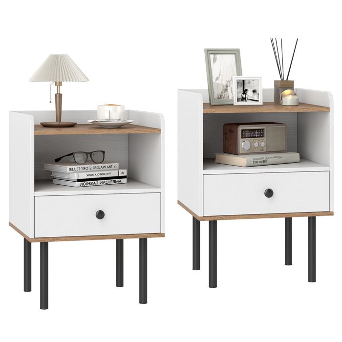 GIANTEX Lot de 2 Tables de Chevet Moderne-Table dAppoint-Tiroir-Pieds en Métal-Étagère Ouverte-Salon Chambre-40 5 x 35 x GIANTEX Lot de 2 Tables de Chevet Moderne-Table dAppoint-Tiroir-Pieds en Métal-Étagère Ouverte-Salon Chambre-40 5 x 35 x