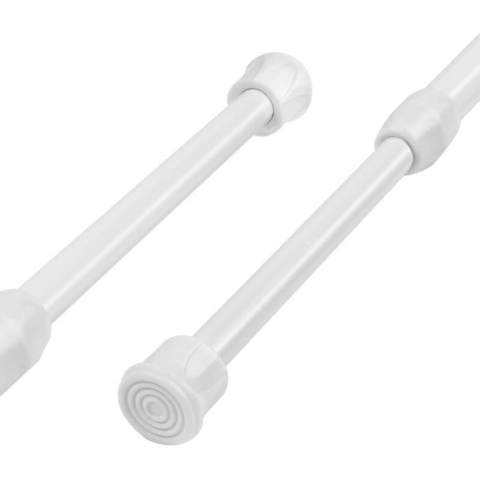 Lot de 2 tringles à rideaux réglables rétractables sans perçage adaptées aux fenêtres armoires douches blanches 50-90 cm