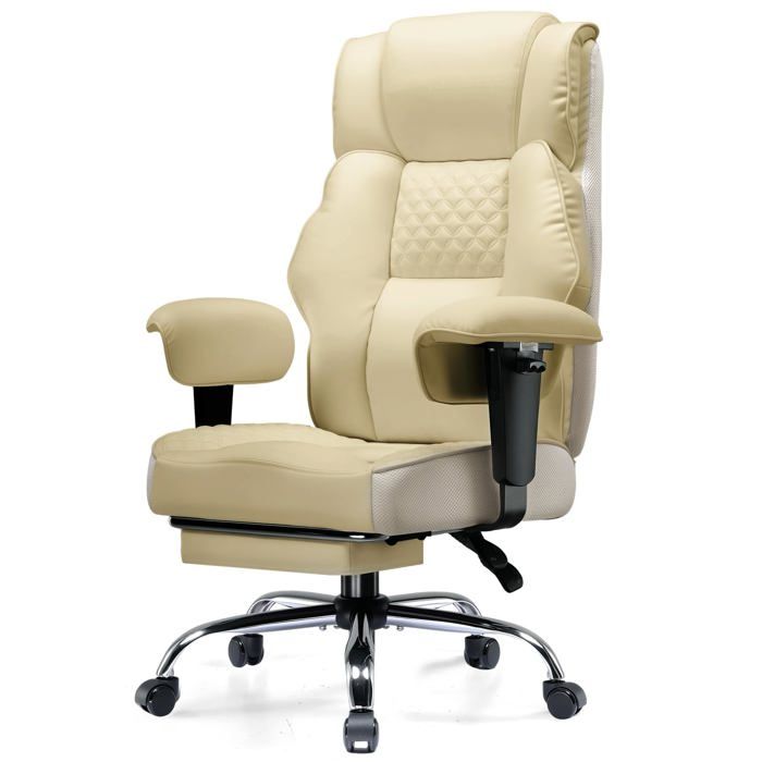 Chaise Gaming Ergonomique Large en Simili Cuir Ressorts Ensachés Fauteuil Bureau Pivotant avec Repose Pieds Réglable - vue 2