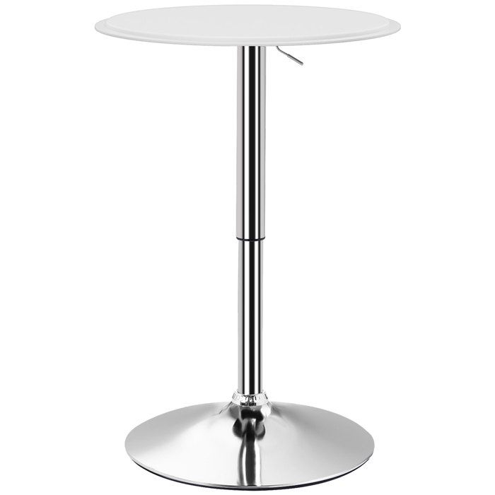 Table de Bar - HOMCOM - Hauteur réglable 67-93 cm - Ø 63 cm Plateau pivotant 360° - métal blanc