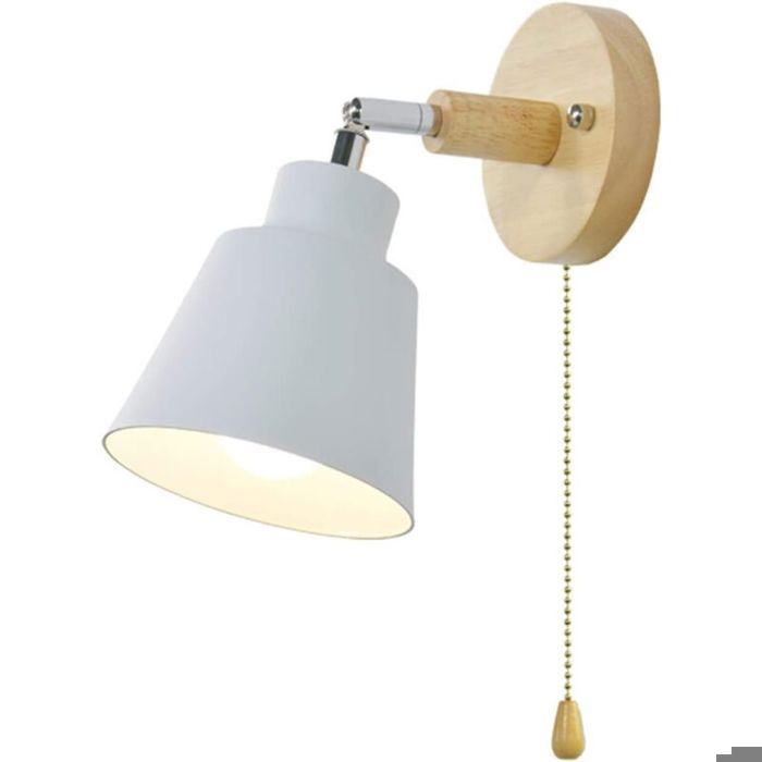 Applique murale - PZCC - PZCC - Interrupteur à tirette - E27 compatible LED - Aluminium et bois