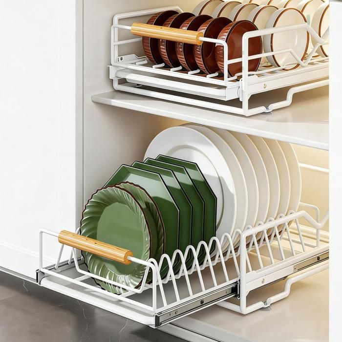 JEOBEST Panier Tiroir pour Meuble de Cuisine 2 Niveaux Organisateur Etagère de Rangement pour Cuisine Salle de Bain 30×40×33cm