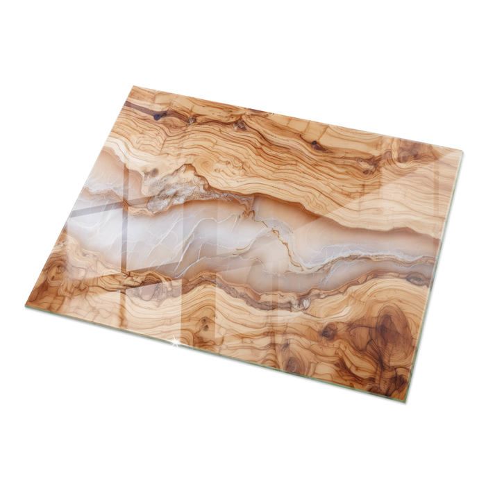 Plateau de table en verre 120x80 Bois naturel avec résine design organique verre véritable Tulup