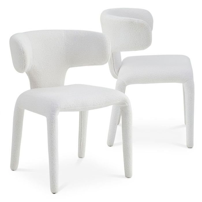 MENZZO Lot de 2 chaises design dossiers arrondis Cotony Tissu bouclette Blanc - Chaises Salle À Manger MENZZO Lot de 2 chaises design dossiers arrondis Cotony Tissu bouclette Blanc - Chaises Salle À Manger
