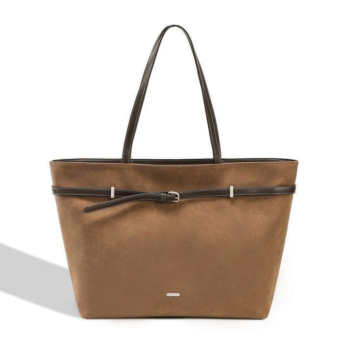 David Jones - Sac à Main Shopping Daim Cuir PU Femme - Marron Camel