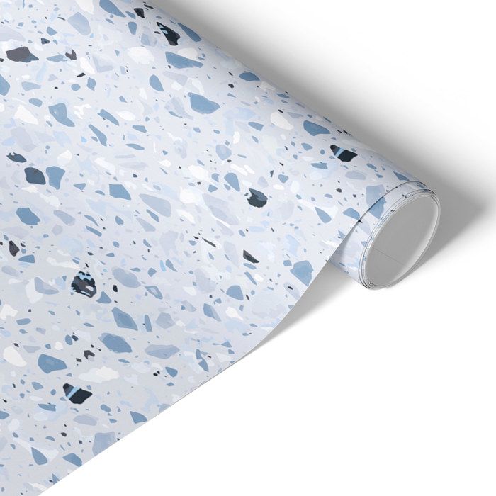Papier peint adhésif Terrazzo bleu 50x100 Rouleau pierre tendance vinyle pour meubles film adhésif
