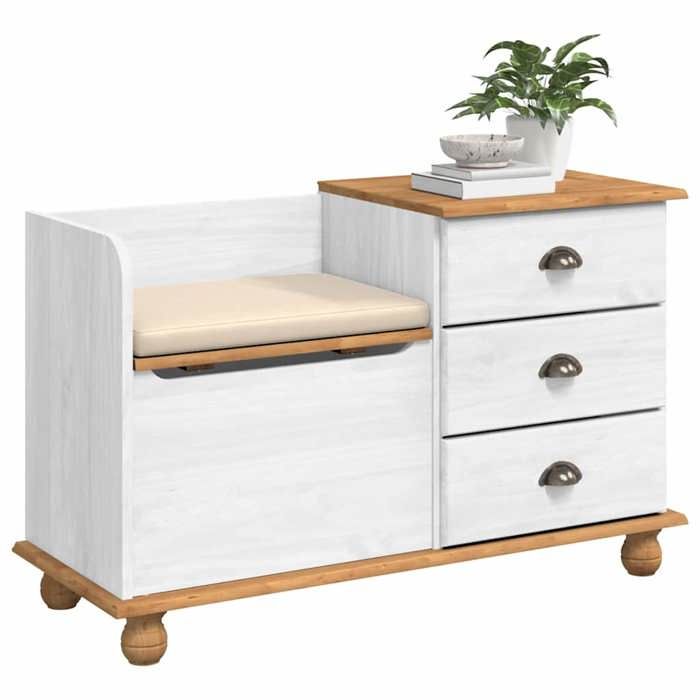 Banc de rangement - JILI - 110 kg par siège - Siège de rangement - avec tiroir ASKIM Blanc 100 x 39 x 62cm 1490269928