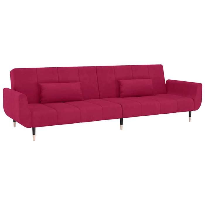 CLIC-CLAC Canapé Lit à 2 places Convertible et deux oreillers Rouge bordeaux Velours ZENCORE2026 1 67287421