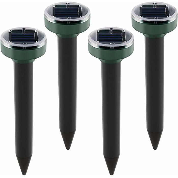Lot de 4 répulsifs solaires anti-taupes à énergie solaire à ultrasons pour animaux de jardin pelouse jardin débarrassez-vous des