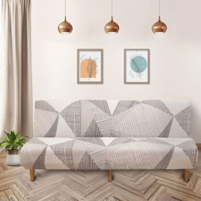 Housse de Canapé sans Accoudoir 3 Places Clic Clac Extensible Universel Lavable Couverture pour Canapé-lit Ajustable