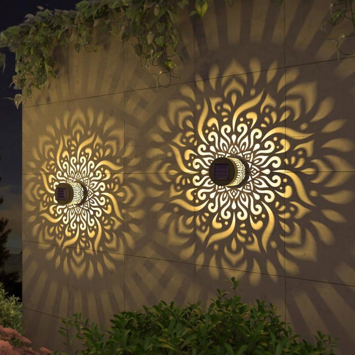 Lot de 2 lampes solaires pour clôturealimentées par énergie solairelampes murales dextérieur pour terrasses et marches descalier