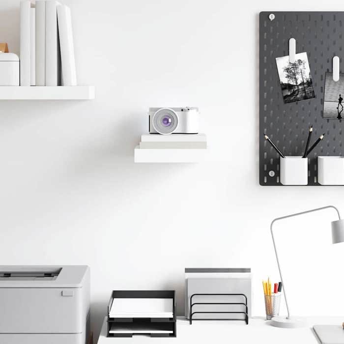 Meuble Étagère - Blanc - Étagère murale suspendue - flottante Blanc brillant 23x23 5x3 8 cm MDF B3576