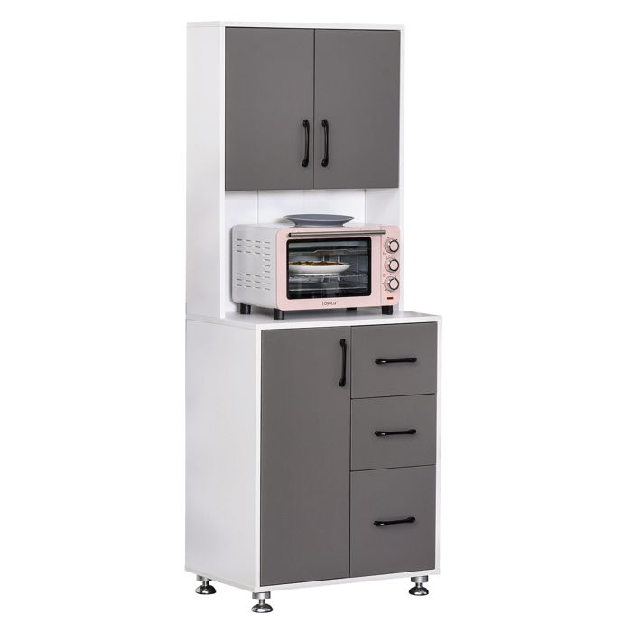 Buffet de cuisine - MINIMAL - 60x40x160 cm - 2 portes - 3 tiroirs - Plan de travail spacieux