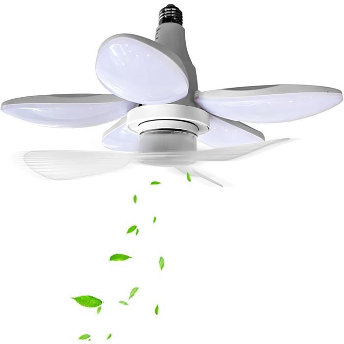 Ventilateur de Plafond à Visser Avec Télécommande Lustre Pliable 3 Vitesses Petit Plafonnier LED pour Chambre Mai