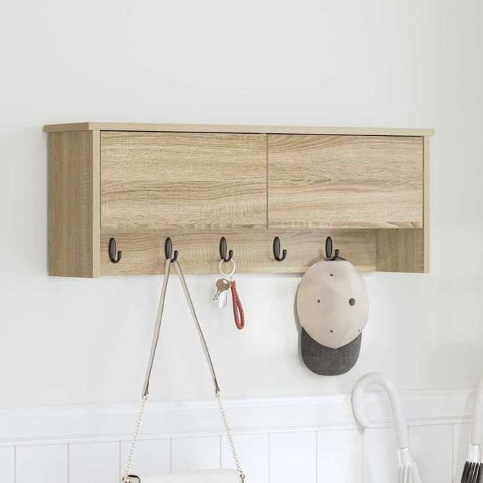 Soldes d’automneArmoire Flottante minimaliste Cuisine Beige - Porte-manteau mural avec étagère - Chêne sonoma - 80x20x30cm 681 99
