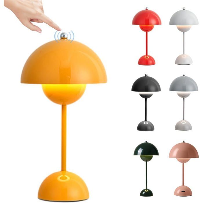 Lampe de table LED - Lampe de chevet sans fil rechargeable 3 modes tactile avec design pot de fleurs pour salon et chambre