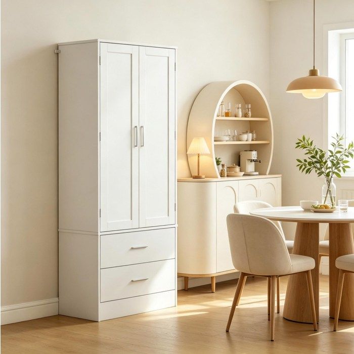 Buffet haut de cuisine avec 2 portes 2 tiroirs 8 porte-épices et étagères réglables