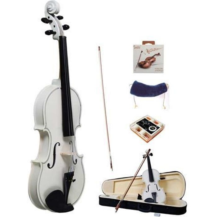 4/4 Acoustic White Violin Maple avec Archet En Résine pour Débutants