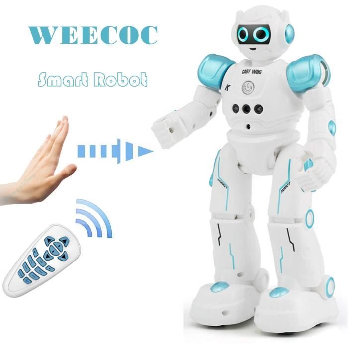 WEECOC RC Robot Jouets Geste Reconnaissance Intelligent Robot Jouets pour Enfants Peut Chanter Danse Parler Cadeau D'anniversaire De Noël Bleu