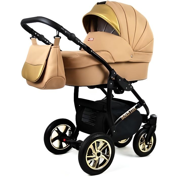 Poussette Combinée Trio landau siège Auto Black Deluxe by SaintBaby Sand Pearl 3en1 avec siège bébé