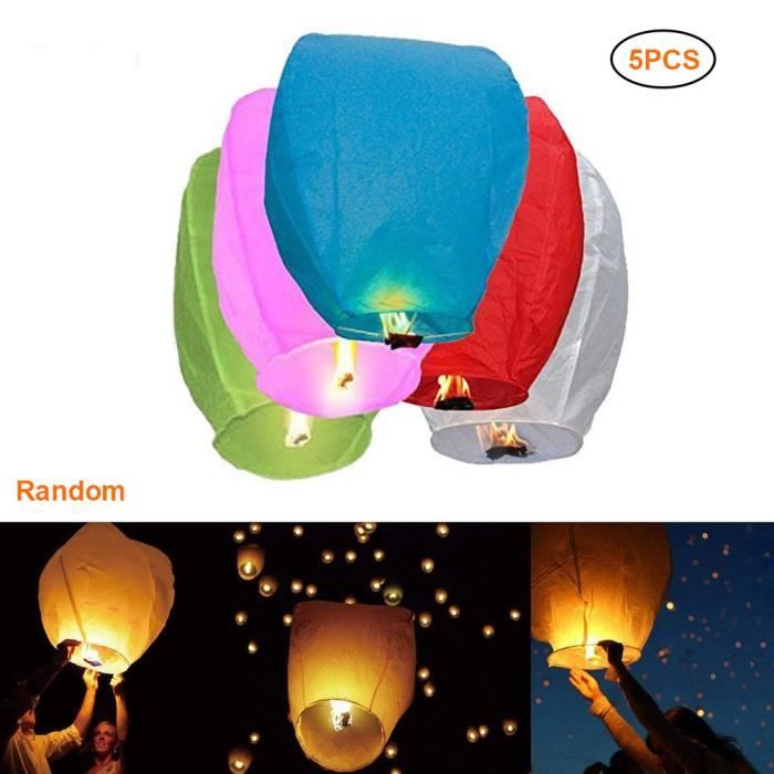 5PCS lanterne volante céleste chinois coloré fête évenement mariage