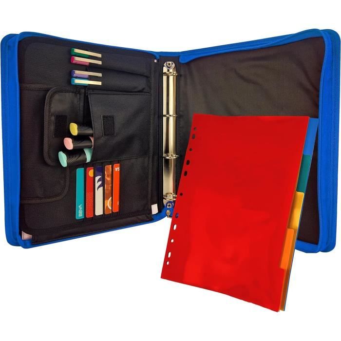 XDGBGFN Classeur A5 à 6 Anneaux Avec Couverture En Cuir Synthétique (papier Intérieur Non Inclus), Classeur Budgétaire Rechargeable Noir Pour Voyage, Travail Et Organiseur