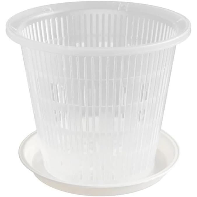Lot De 5 Pots à Orchidées Transparents 14 Cm Avec Soucoupe - Drainage Optimal, Idéal Orchidées, Plantes Aériennes, Cactus - Jardin Intérieur/Extérieur